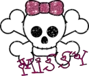 Missy-skull,dark pink bow