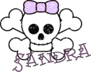 Sandra-skull,lite pink bow