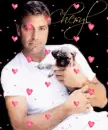 George Clooney with Pug Dog (with floating hearts)- Cheryl