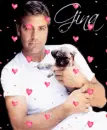 George Clooney with Pug Dog (with floating hearts)- Gina