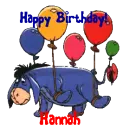 Eeyore with Floating Balloons (animated)- Happy Birthday Hannah