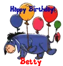 Eeyore with Floating Balloons (animated)- Happy Birthday Betty