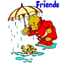 Pooh holding umbrella over baby Ducks (animated)- Friends