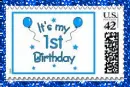 Happy 1st Birthday Stamp (glitter boarder)
