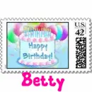 Happy Birthday Cake & Balloons Stamp- Betty