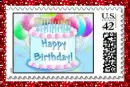 Happy Birthday Cake & Balloons Stamp (glitter boarder)