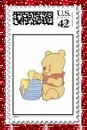 Baby Pooh with a hunny pot Stamp (glitter boarder)