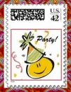 Party Smiley Head Stamp (with crazy boarder) 