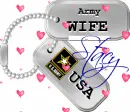 Army Wife Dog Tags (with floating hearts)- Stacy