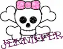 Jenniffer-skull, pink bow