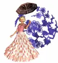 Girl w/ Umbrella Blue
