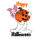 Piglet as Ghost with Jack-o-Latern (animated)- Happy Halloween
