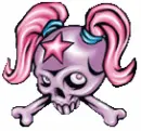girly skull with star & pigtails