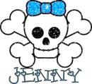 Jenny-skull,light blue bow