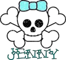 Jenny-skull,light teal bow