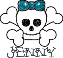Jenny-skull,dark teal bow