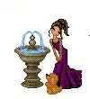 girl at fountain