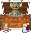 kitty in toybox