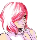 pink anime girl with glass
