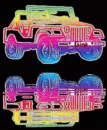 Groovy Rainbow Jeep (with water reflection)- Gina