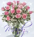 Dozen of Pink Roses in Vase (with sparkles)- Mandy
