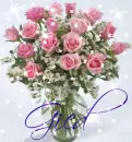Dozen of Pink Roses in Vase (with sparkles)- Gied