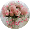 Pink Roses in a Teapot in circle (with floating hearts)- Gied