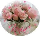 Pink Roses in Teapot in circle (with floating hearts)- Kenia