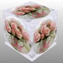 Pink Roses in Teapot in circle Cube- Gina