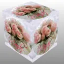 Pink Roses in Teapot in circle Cube- Mandy