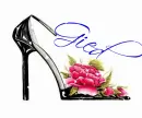 High Heel Shoe with Pink Rose (with sparkles)- Gied