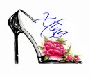 High Heel Shoe with Pink Rose (with sparkles)- Xtina
