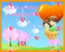 hearts and ballons with kids playing