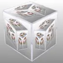 Pink Roses in Teapot in circle Cube in a Cube in a Cube