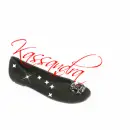 Black Suede Flat Dress Shoe with Jeweled Buckle (with sparkles)- Kassandra