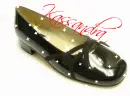 Black Patent Leather Flat Rounded Toe Dress Shoe (with sparkles)- Kassandra