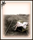 sad girl on railroad