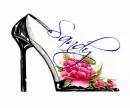 High Heel Shoe with Pink Rose (with sparkles)- Sandy