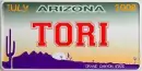 Arizona License Plate- Tori