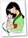 Crystal Mulan Holding a Pink Flower
