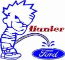 Calvin Peeing on Ford Logo (with sparkles)- Hunter