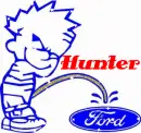 Calvin Peeing on Ford Logo (with sparkles)- Hunter