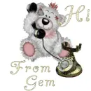 Gem bear on phone 