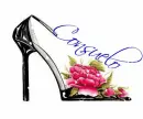 High Heel Shoe with Pink Rose (with sparkles)- Consuelo