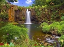 green waterfall