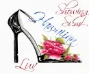 High Heel Shoe with Pink Rose (with sparkles)- Showing Sum Hawaiian Luv (for Consuelo)