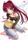 Sexy Red Haired Anime (with floating hearts)- Vyolet