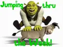 Shrek & Donkey playing leap frog- Jumping Thru the Week!
