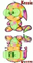 Anime Rainbow Neopet Dog wearing glasses (with water reflection)- Kessie