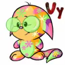 Neopet Kacheek Disco wearing glasses- Vy